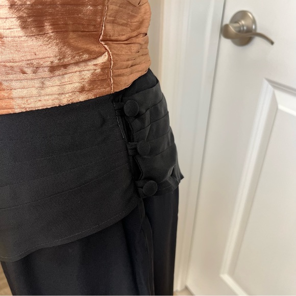 BB Collections Vintage Puff Sleeve Sheath Dress Gold Black Sz 8 - Picture 7 of 16